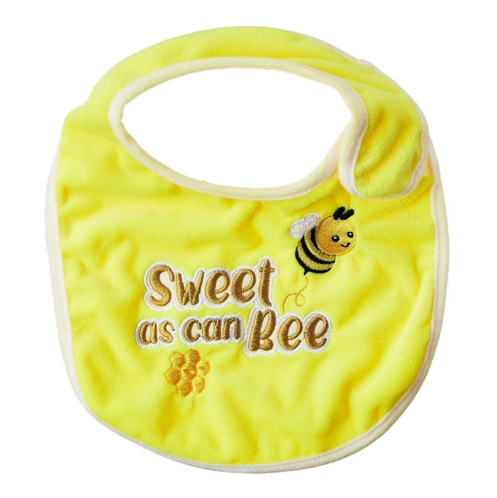 Parent's Choice Plush Baby Bib with Sweet As Can Bee Embroidery